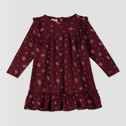 ASWEN DRESS - BURGUNDY HOLLY