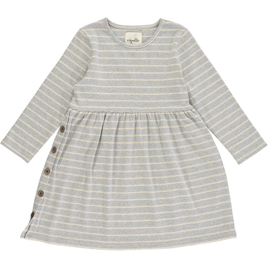 MADIGAN DRESS - GREY/CREAM STRIPE