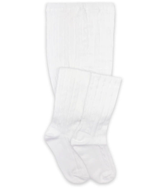 JEFFERIES SOCKS CLASSIC CABLE KNIT TIGHTS - WHITE