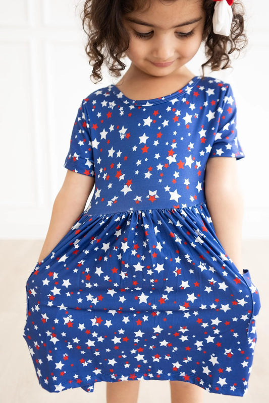 STAR BRIGHT S/S POCKET TWIRL DRESS