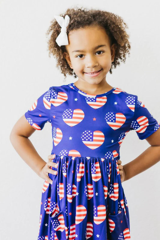 I HEART THE USA S/S POCKET TWIRL DRESS